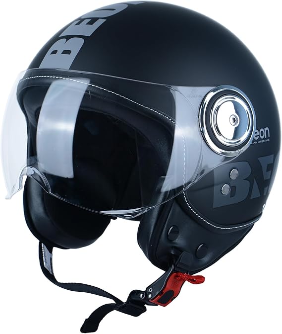 Open Face Motorcycle Helmet for Adults,DOT Approved - Moped Half Vespa Retro Helmet with Anti-Scratch Visor for Men and Women