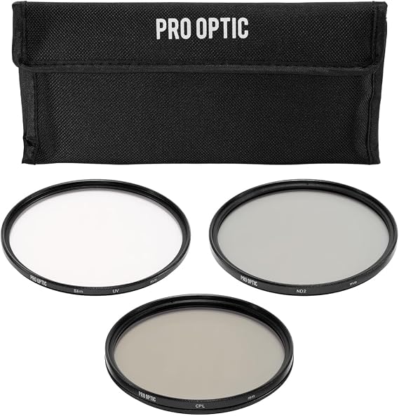 ProOptic 86mm Digital Essentials Filter Kit, with Ultra Violet (UV), Circular Polarizer and Neutral Density 2 (ND2) Filters, Pouch