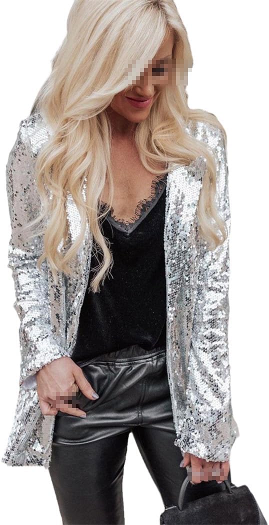 Dvbfufv Outerwear Women Sequin Basic Bomber Coats Jacket