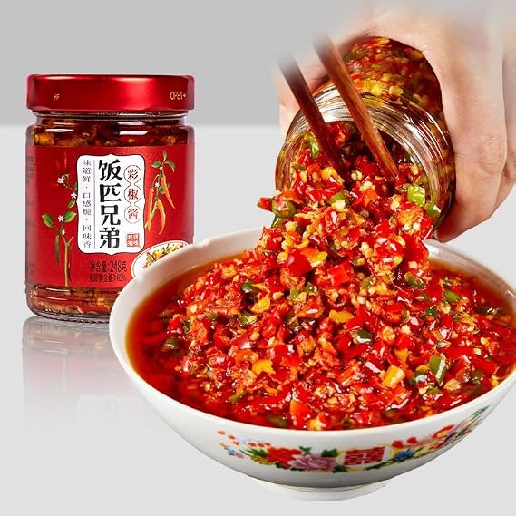 Double color chili sauce, garlic chopped sauce, Hunan specialty colored chili, mixed Noodles(1can)