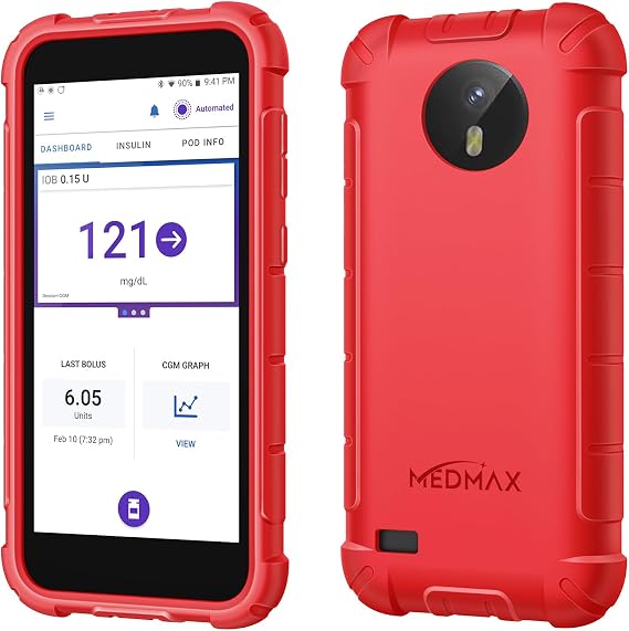 Silicone Case for Omnipod 5 | Lightweight Shockproof Anti Slip Protective Cover Soft Gel Skin with Dexcom G7 Cutout (Red)