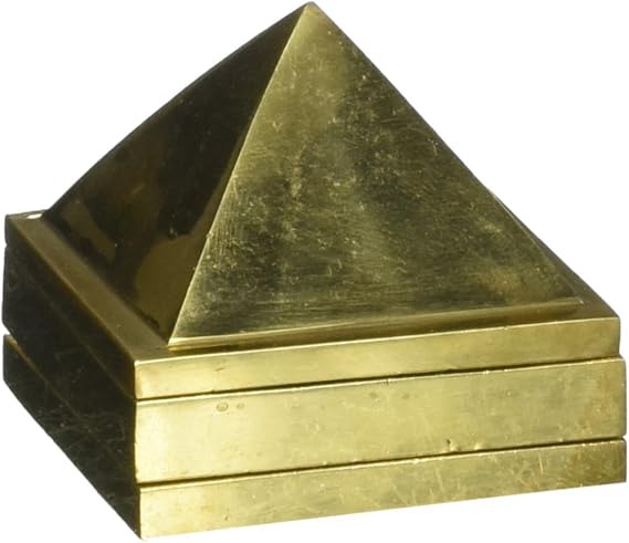 Petrichor Indian Brass Pyramid Figurine Vastu Energy Correction Showpiece with 91 Engraved Pyramids (Pack of 2, Small)