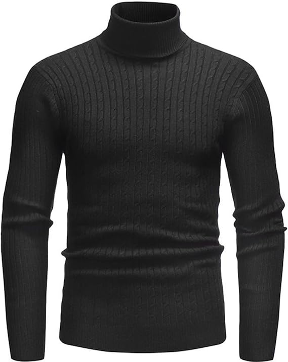 Mens Sweater Shirt Plain Knit Slim Fit Knitted Sweater Fall Themed Turtleneck Sweater Lightweight Causal Pullover