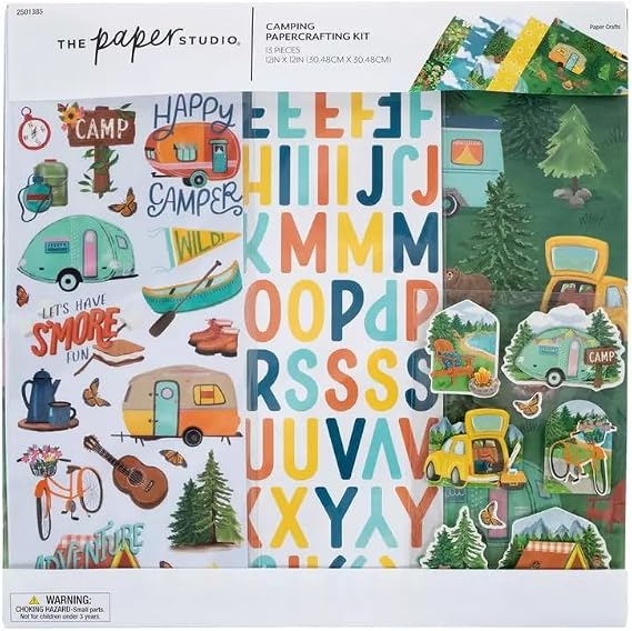 Tree House Studio Camping Papercrafting Kit - Includes 13 Pieces