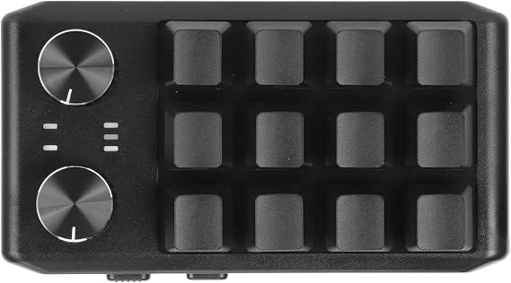 GOWENIC Mini Keypad, Programmable Gaming Keyboard, 12 Key Mechanical Keypad with Red Switches, 2 Knobs Custom Macro Shortcut Keys for PC Gaming Multimedia