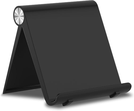Cell Phone Foldable Stand for Desk, Portable Cell Phone Holder, Adjustable Tablet Dock, Office Desk Accessories for iPhone 17 16 15 14 13 Pro Max Air, Galaxy S25, S24, Black