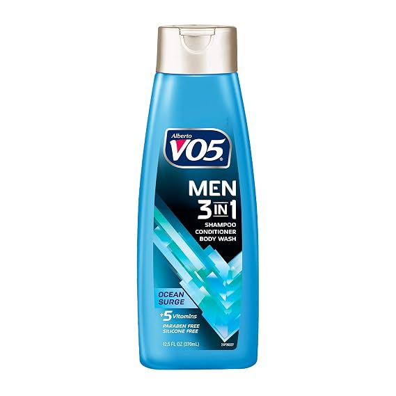 VO5 Mens 3-IN-1 Shampoo Conditioner and Body Wash - 12.5 Oz - Ocean Surge - 5 Essential Vitamins to Help Nourish and Hydrate Your Hair and Skin-