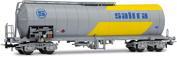 Electrotren HE6026 RENFE, 4-axle Isolated Tank Wagon SALTRA f. Transport of cianhidric Acid, Yellow/Grey, ep. IV