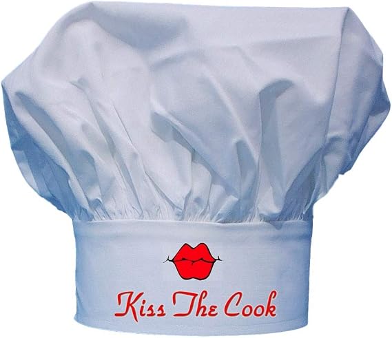 White Chef Hat Kiss The Cook, Adjustable Cooking Hat, Classic Toque, Professional Kitchen Hat