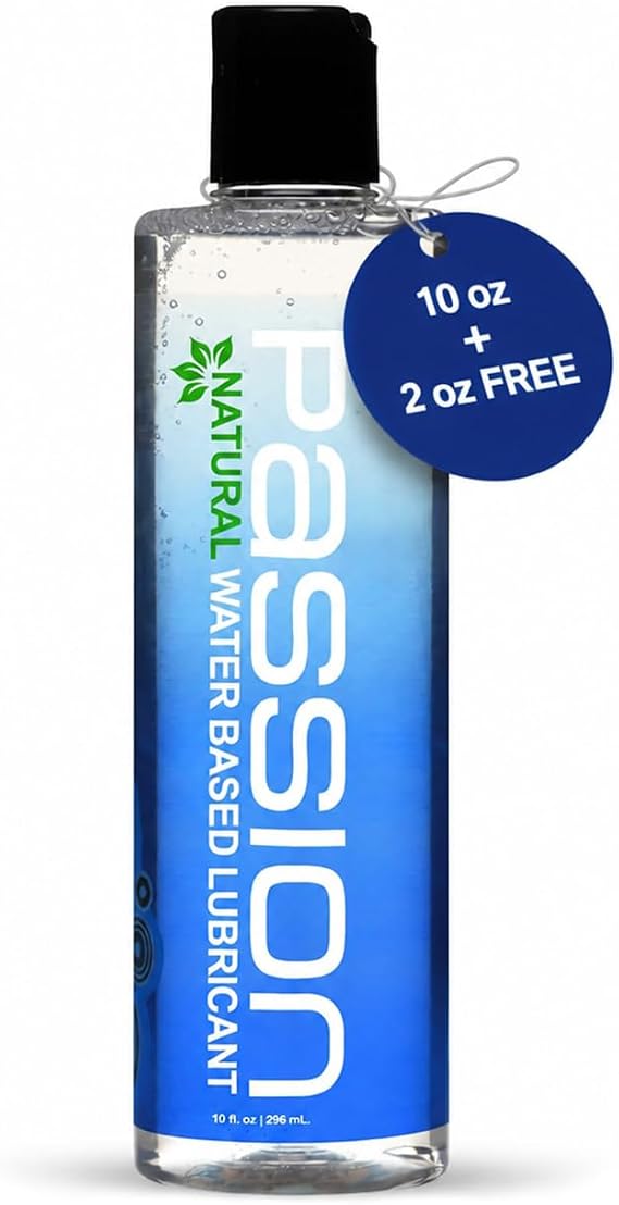 Passion Natural Water-Based Personal Lubricant, 10 Fl Oz - Premium, Non-Sticky, Easy-to-Clean Formula for Smooth, Comfortable Use