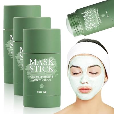 Green Tea Clay Stick for Face,Blackhead Remover with Green Extract for Face,Mask Stick Green Tea Deep Cleanse Mask,Deep Pore Cleansing Moisturizing Brightening for All Skin Types Green3pcs
