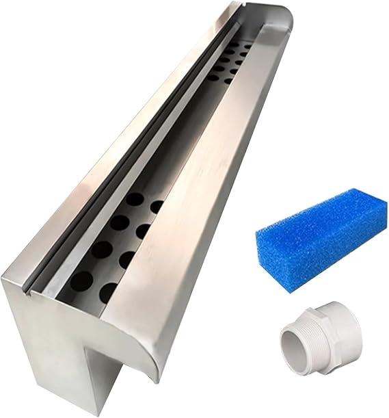Pool Fountains,Pond Waterfall, Waterfall Box Spillway with Filter Cotton for Outdoor for Hotel Villas Yard Poolside Fish Pond Garden(Outlet Wide 106.3 inch)