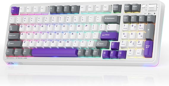 Machenike KG98 Mechanical Keyboard,Hot Swappable Custom Gaming Keyboard,Pre-lubed Linear Switches,RGB Sidelit,Tri-Mode 98 Keys Compact Layout for Gaming/Typing/Win/Mac/PC