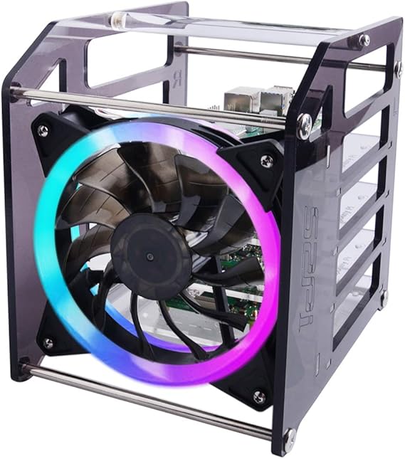 GeeekPi Cluster Case for Raspberry Pi, Pi Rack Case Stackable Case with Cooling Fan 120mm RGB LED 5V Fan for Raspberry Pi 4B/3B+/3B/2B/B+ and Jetson Nano