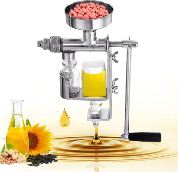 Manual Oil Press Machine, 304 Stainless Steel Oil Extractor, Suitable for Peanuts, Sesame, Rapeseed, Olives