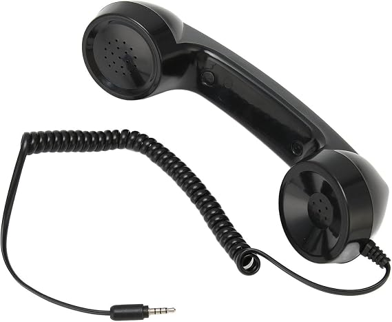 Retro Phone Handset, Multifunction Radiation Proof Handheld Cell Phone Receiver, Handheld Receiver for Mobile Phones, Computers (Black)