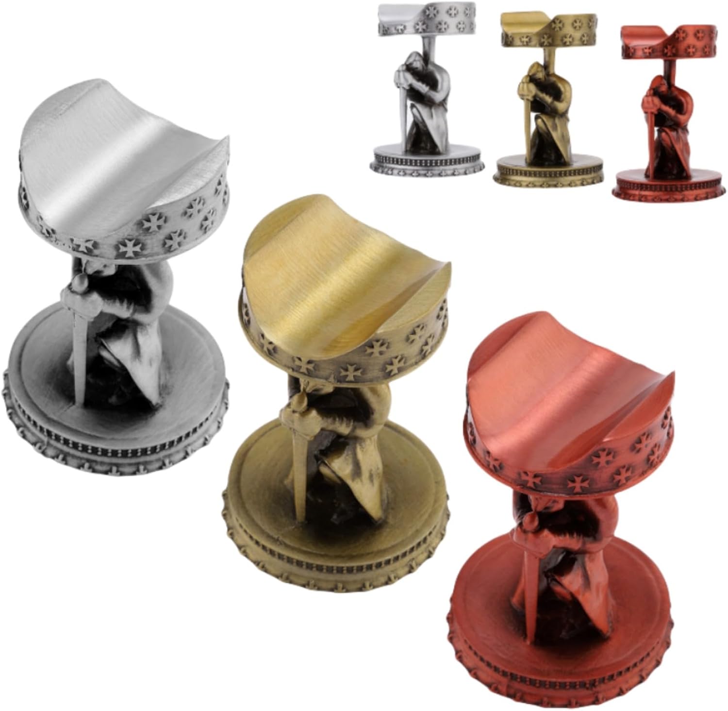 Mikuish Cigar Stand with Metal Knight Statue Design - Durable & Dependable Portable Cigar Holder Stand for Table Decoration - Premium Cigar Accessories - Multicolor One Size Burnished Gold BG