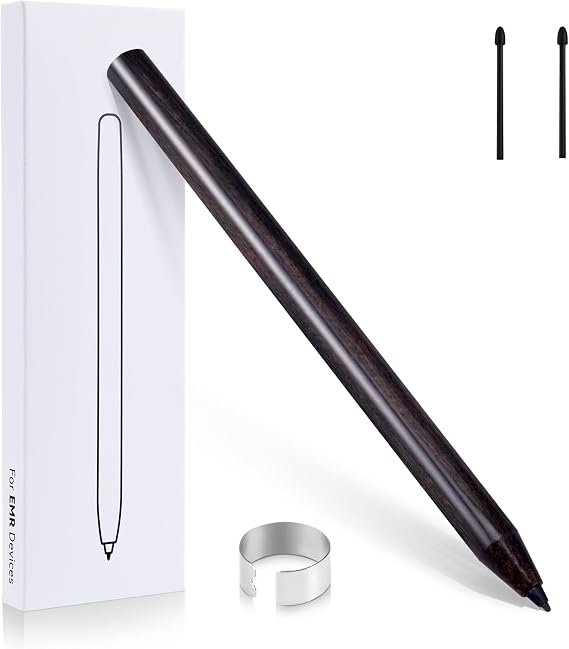 EMR Pen for 2 Pens - 2 Tip Replacement Set Jumbo Wooden Digital EMR Stylus Pen Pressure Level 4096 Palm Rejection Compatible with Remarkable 2 Tablets