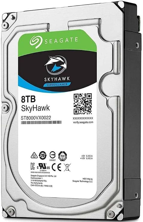 Seagate SkyHawk 8TB Surveillance Internal Hard Drive HDD 3.5 Inch SATA 6Gb/s 256MB Cache for DVR NVR Security Camera System with Drive Health Management (ST8000VX0022)