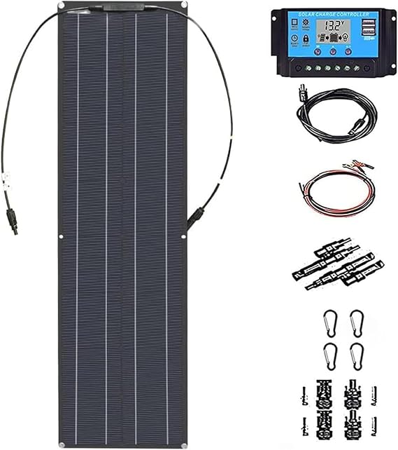200W/400W/800W Portable Flexible Solar Panel, 12V-24V Flexible Photoelectric Monocrystalline Module 40A Charging Controller for Camper, Car, Boat, Caravan Black-200W