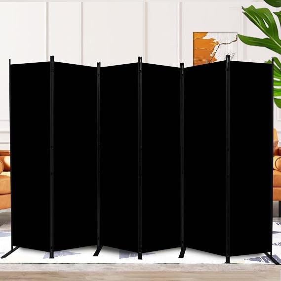 6 Panel Folding Privacy Screen, 11ft W x 6ft H Partition Room Divider Panel | Easy Setup & Foldable Design, Rustproof Steel Frame,Wear Resistant & Thickened Fabric, Large Wall Divider for,Office,Studio
