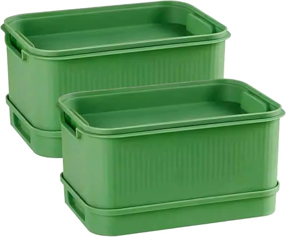 Sprouting Tray, 2-Pack Stackable Seed Sprouting Tray for Soilless, Food-Grade Microgreens Growing Kit for Indoor Herb & Salad Garden Microgreens Growing Kit Trays Microgreen