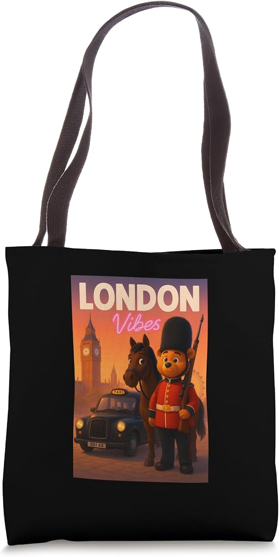 London Teddy Bear King Guard with Royal Horse & Classic Car Tote Bag