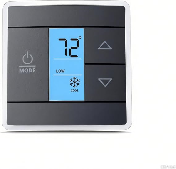 3316250.712 RV Thermostat Replacement, 3-Wire Heat/Cool, Black | 12V, Wall Mount, Single Zone Control, Blue Backlight, Digital Temperature LCD Display, for RVs Campers Trailers Conditioners