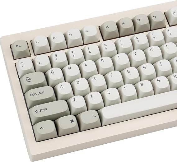 Retro Minimalist Gray PBT Keycap Set, Round MA Profile Keycaps