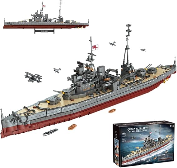 Queen Elizabeth Class Battleship Building Blocks Set, MOC Military Warship Model Bricks Building Kit Compatible with Major Brands - 2277 Pieces