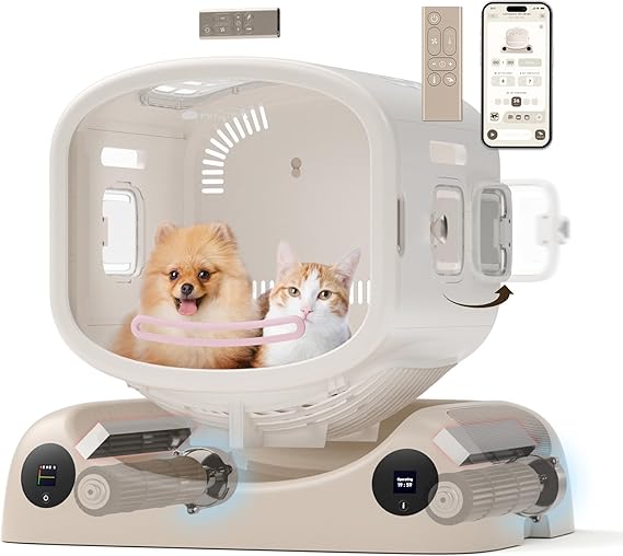 PetSnowy Pet Dryer Box - Safe Modular Design, 80L Large Space, Smart Temperature & App Control, 5 Sides Efficient Airflow, Ultra Quiet Cat and Dog Hair Dryer for Pet Grooming