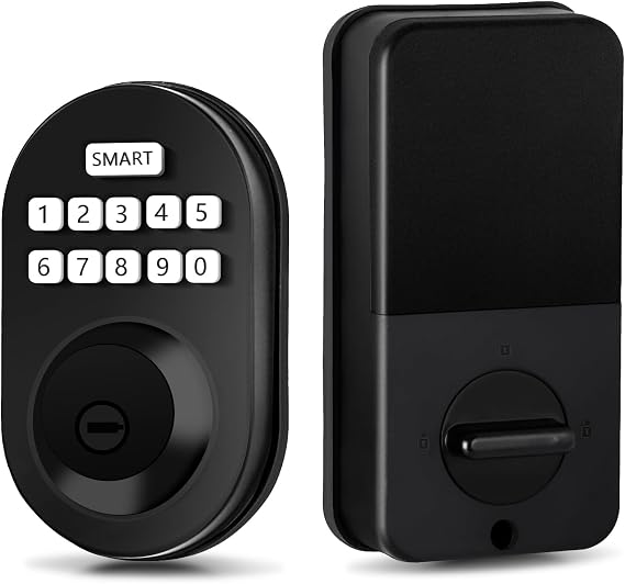 MINIA Keypad deadbolt, Auto Lock, Anti-Peeking Password, Cerraduras inteligentes para puertas,Keyless Entry Door Lock,Black