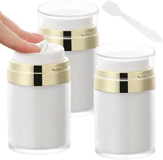 Segbeauty 3.38oz Airless Pump Jar, Empty Makeup Containers 100ml Vacuum Bottle Dispenser, 3pcs Refillable Jar Travel Bottles for Toiletries Moisturizer Container Travel Size for Lotion Moisturizer