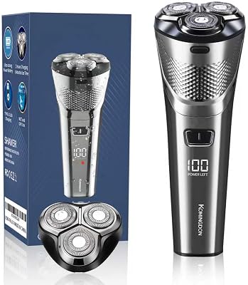 Electric Shaver Razor for Men Face Clean Shave - Rechargeable USB-C, Cordless, DryWet Rotary Shaver with LED Display and Replacement Blade