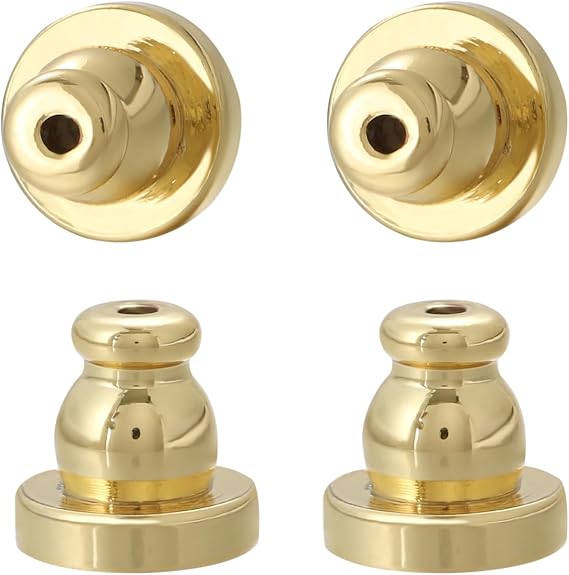 Earring Backs for Studs, JIACHARMED Pierced Earring Supports Backs for Studs Heavy Earrings Small Locking Earring Backings Replacement 4pcs Backstop Secure Comfortble Stopper,Gold