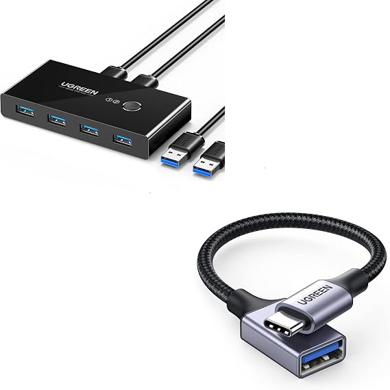 UGREEN 4-Port USB 3.0 Hub with USB C to USB A Adapter, 5Gbps Data Transfer, Plug and Play, Compatible with Laptop, Smartphone, Tablet, External Hard Drive