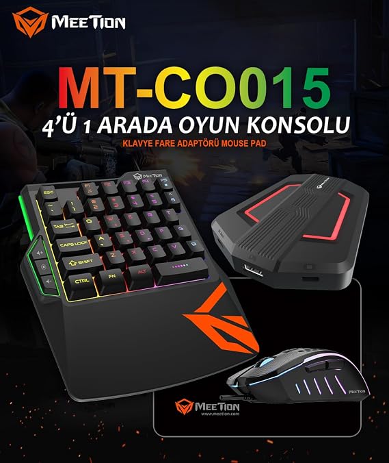 Meetion | CO015 | Black | 4 in 1 Play Set | Keyboard + Mouse + Mouse Pad + Adapter