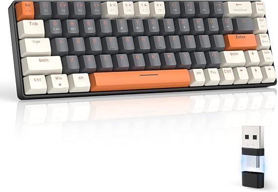 MAGIC-REFINER RK68 Wireless Mechanical Keyboard, 60% Percent Gaming Keyboard, Apex Pro Mini 2.4Ghz/Bluetooth 5.0 Dual Mode 2-in-1 Receiver 68 Keys Hot Swappable Keyboard Linear Red Switch for PC/MAC