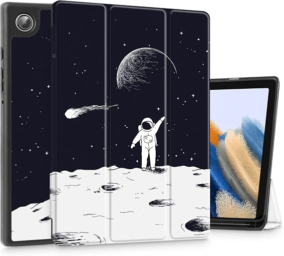 Tuiklol Case for Samsung Galaxy Tab A9 8.7 Inch 2023 Released Model (SM-X110/X115/X117),Slim TPU Protective Hard Shell Case Auto Wake/Sleep for Galaxy Tab A9 Cover, Astronauts and Moon