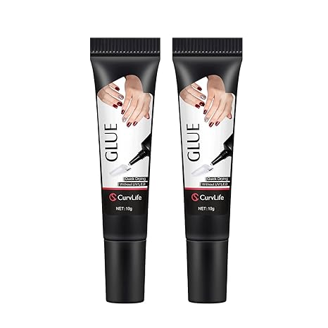 CurvLife Semi Solid Nail Glue, 10g*2pcs Strong Nail Glue for Press Ons
