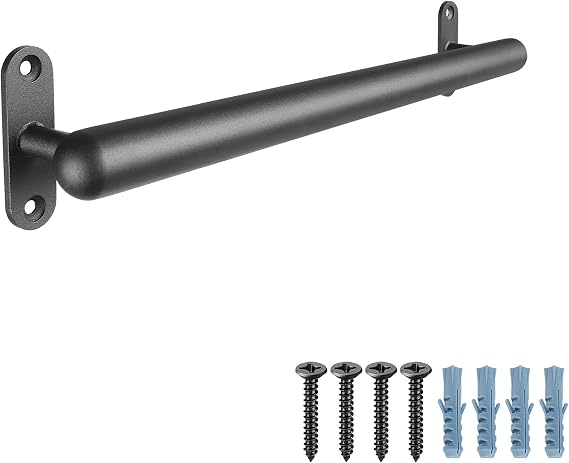 Dolibest Handrail Metal 91cm Grab Rail Indoor Stair Railing Black Grip Bar