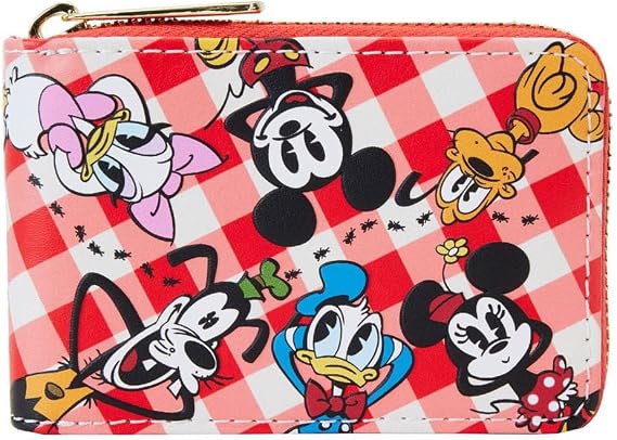 Loungefly Disney Mickey and Friends Picnic Basket Accordion Zip Around Wallet, Black