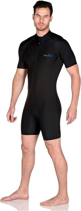 EcoStinger Men's Sunsuit One Piece Swimsuit Bodysuit Surf Suit UV Protection Swimwear UPF50+ Black