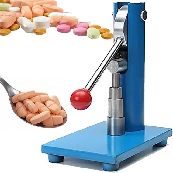 Tablet Press Machine, Lever-type Tablet Press, 3-12mm Manual Steel Single Punch Powder Tablet Press Machine Pill Stamping Maker Tableting Tool,6mm