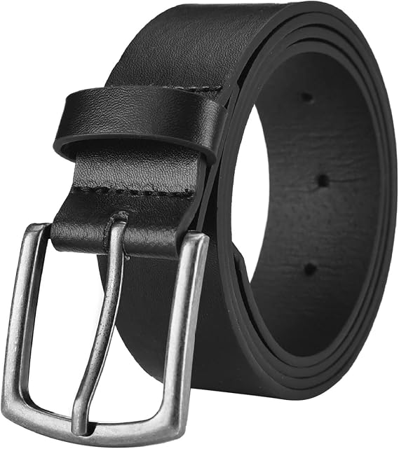 Click Carry Denim Casual Belt PU Alloy Belt Buckle Wide Men's Belt Jeans Belt Belt Size 46 (BK1, A)