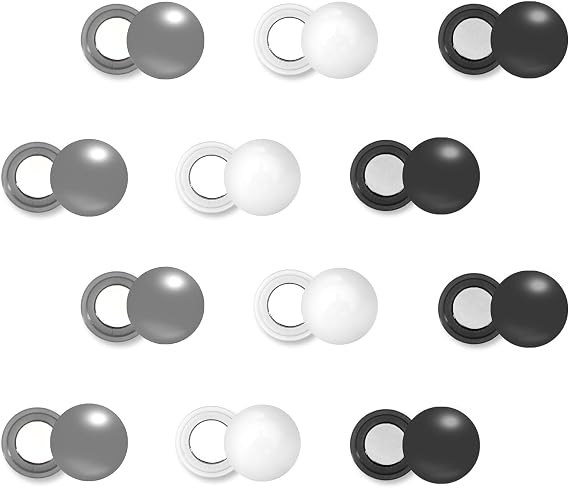 Tinoaly 12 Pairs Magnetic Race Bib Clips, Marathon Race Number Holder Running Racing Bib Buckles Fixing System for Cycling Triathlon Runners Field Supplies (Black, White, Gray)