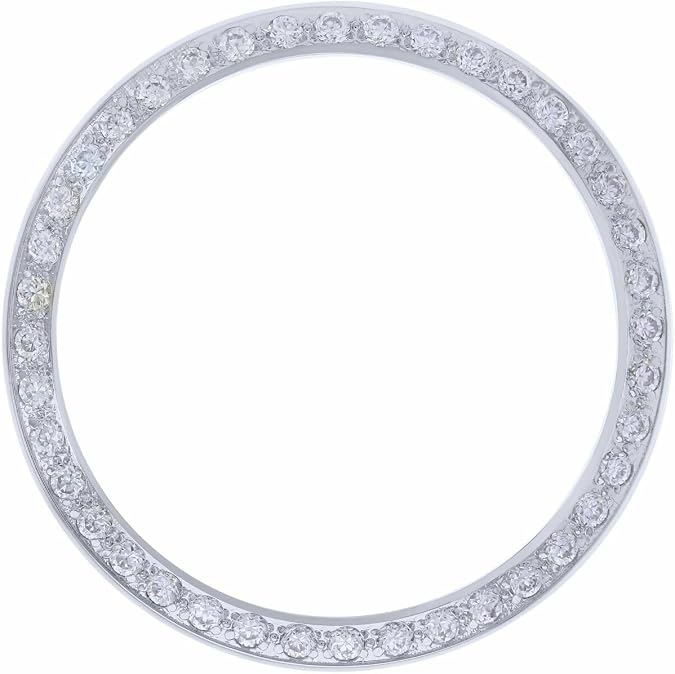 Ewatchparts Created Diamond Bezel Compatible With 34mm Rolex Tudor Oyster Perpetual Date 15200 15210 Silver