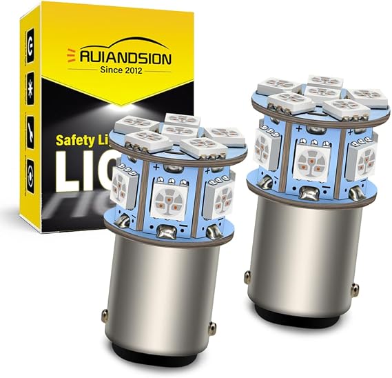 Ruiandsion 2pcs 6V BA15D 5050 12SMD Red LED Light Bulbs for Back Up Reverse Lights Turn Signal Lights Tail Lights