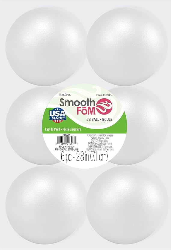 FloraCraft SmoothFoam 6 Piece Ball 2.9 Inch White