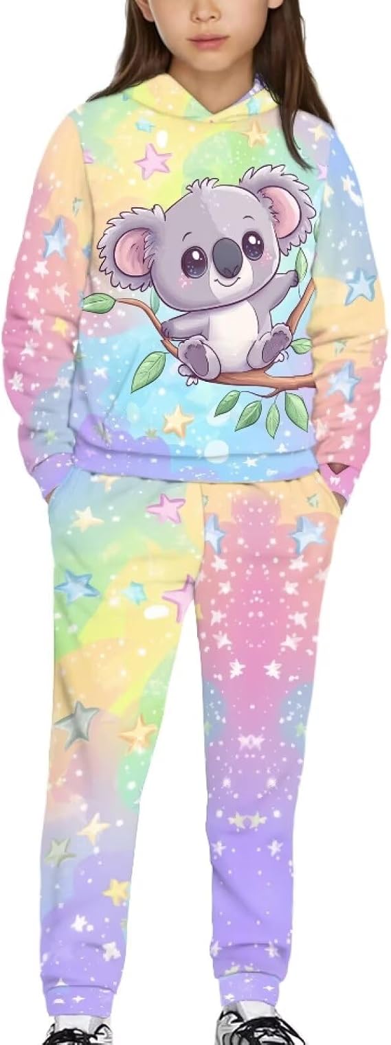 Girls Sweatsuit Set 2 Piece Sweatshirt and Jogger Pants Warm Comfy Tracksuit Active Hoodie and Pants